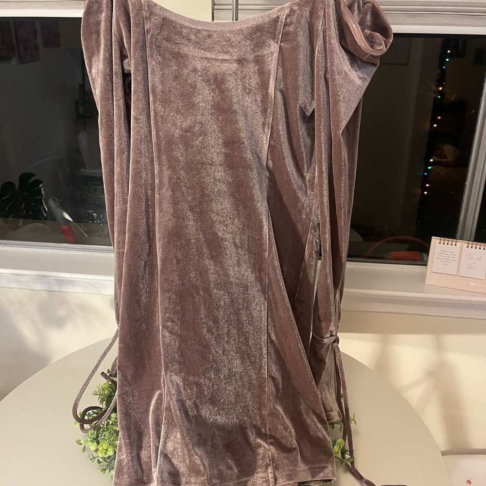 Velvet Dusty Rose Mini Dress